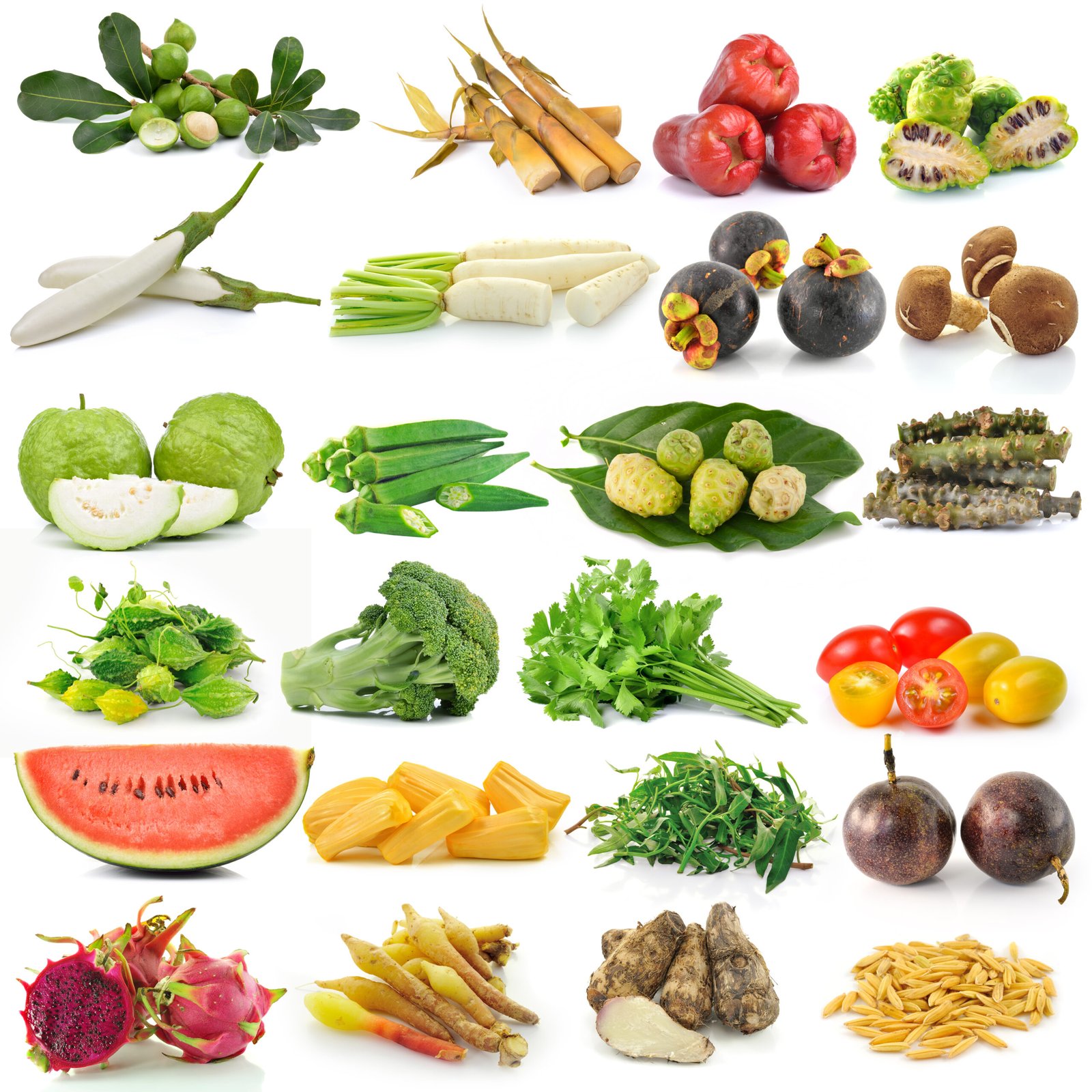 set of fruit and vegetable on white background